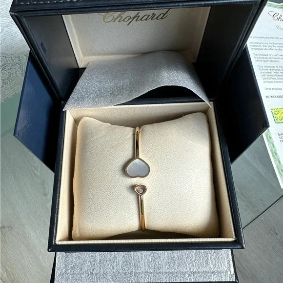 18K Chopard Happy Hearts Rose Gold Bangle Bracelet-10.5g - Picture 2 of 7